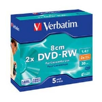 VERBATIM  8CM DVD-RW 1.4GB 5pk Slim Case
