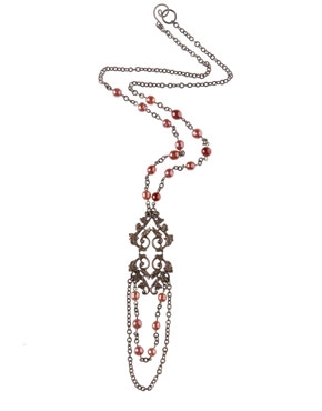 Verde Rocks Pearl Filgree Necklace