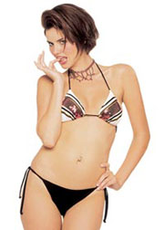 Diagonal Stripe triangle bikini with tie side brief