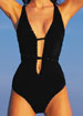 Unito deep plunge neck swimsuit with crystal details