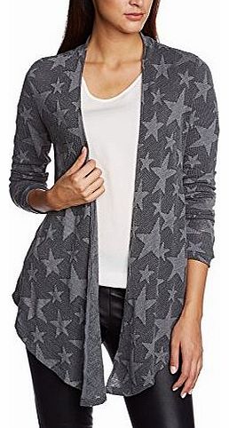 Vero Moda Womens Star Ls Drapy Cardigan Blue Starred Long Sleeve Cardigan, Multicoloured (Medium Grey Melange)