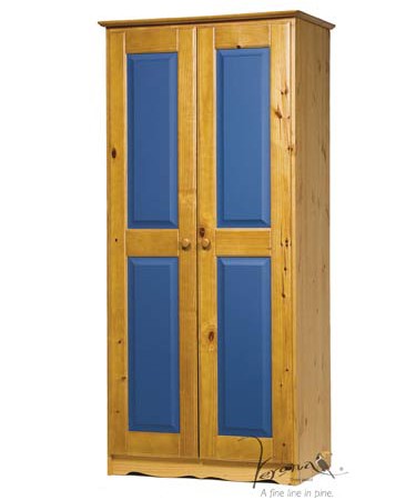 2 Door Blue Panelled Wardrobe