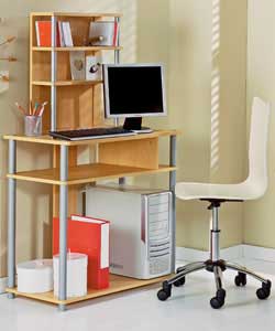 Beech Finish Computer Desk with Hutch