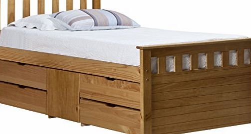Verona Captains Bed 3ft Single with 4 Drawers amp; Cupboard Solid Antique Pine Ferrara amp; Sprung Mattress OFFER