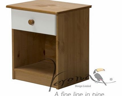 1 Drawer Antique Pine  White Bedside Table