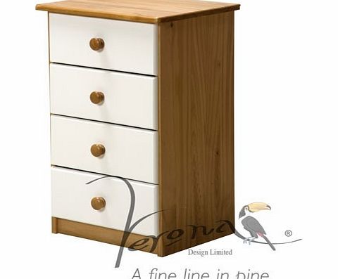 Verona Designs 4 Drawer Bedside Table With White Details