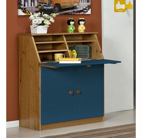 Verona Designs Hobby Desk Antique Pine With Blue Details