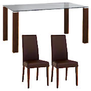 Dining Table & 6 Lucca Chairs, Brown