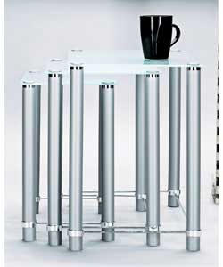Frosted Glass Nest of 3 Tables