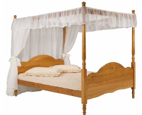 Pine Four Poster Bed Frame, King Size 5ft, Veneza Princess Style