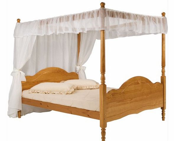Verona Pine Four Poster Bed Frame, King Size 5ft, Veneza Princess Style