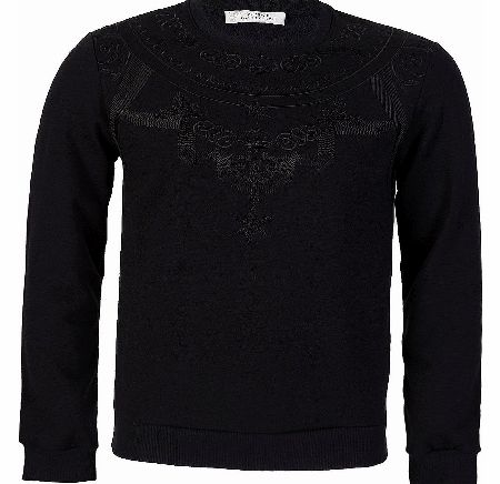 Black Chest Embroidered Sweatshirt