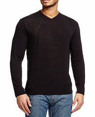 Versace Black cotton long sleeve V-neck T-shirt