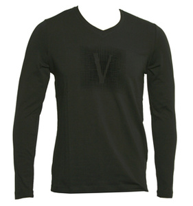 Versace Black V-Neck Long Sleeve T-Shirt