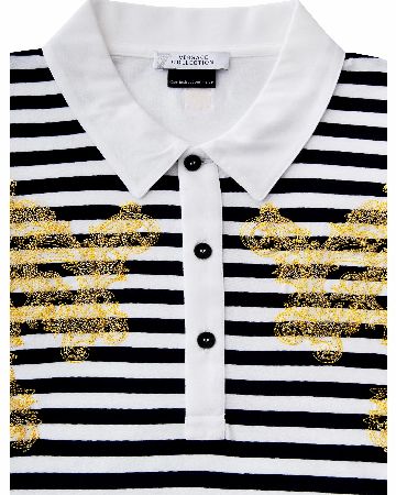 Versace Chest Applique Striped Polo