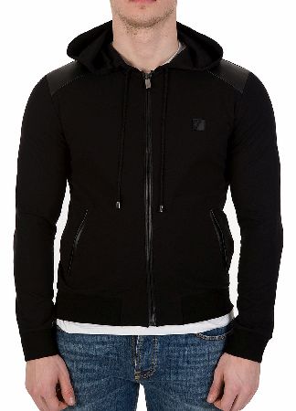 Versace Leather Raglon Shoulder Patch Zip Hoody