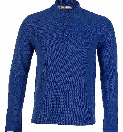 Versace Long Sleeve Blue Chest Logo Top