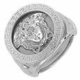 Versace Medusa - Men` Engraved Round White Gold Ring