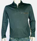 Mens Black 1/4 Zip Long Sleeve Cotton Polo Shirt
