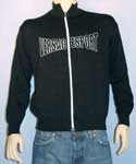 Mens Black High Neck Cotton Full Zip Cardigan