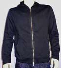 Mens Navy Full Zip Hooded Cotton Sweatshirt