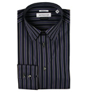 Versace Navy and Purple Stripe Long Sleeve Shirt