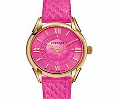 Pink and rose gold-tone analogue watch