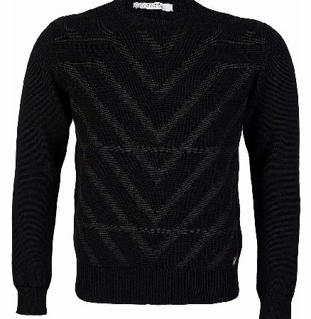 Versace Ribbed Print Black Sweater