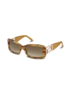 Versace Swarovski Crystal Greca Plastic Rectangular Sunglasses