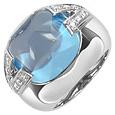Versace V-Oval - Topaz and Diamonds White Gold Ring