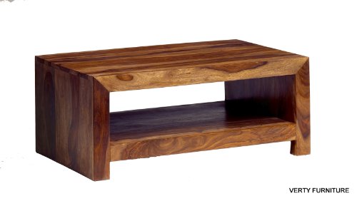 Contemporary Coffee Table with Shelf 85cm wide Cube Sheesham Hand crafted solid wood Indian Furniture