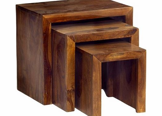 VERTY FURNITURE CUBE NEST OF 3 TABLES SHEESHAM ROSEWOOD INDIAN FURNITURE