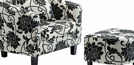 VERVE FURNITURES BRAND NEW AMELIA FLORAL FABRIC TUB LOUNGE CHAIR WITH FOOT REST amp; PILLOW CUSHION