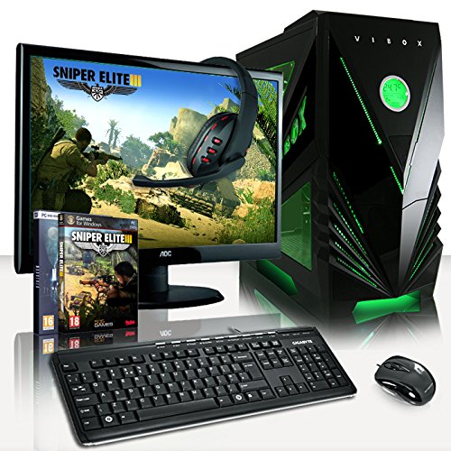 Vibox  Sharp Shooter Package 7 - 4.0GHz Extreme, Online, Gaming, Gamer, Desktop PC, Computer Full Package with 2x Top Games, Windows 8.1 Operating System, 22`` Monitor, Gamer Headset, Keyboard 