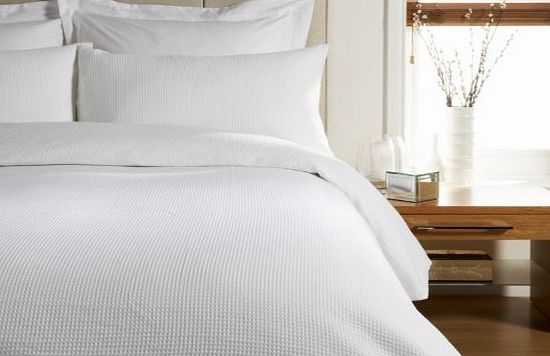 Viceroybedding WHITE SINGLE Bed Size WAFFLE Print, 300 Thread Count Luxury Egyptian Cotton, Duvet Cover and Pillow Cases Bedding Set, By VICEROY BEDDING