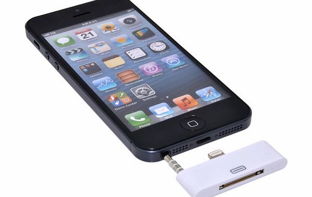 VicTop 30 Pin to 8 Pin 3.5mm Audio Adapter Converter for iPhone 5 iPod Touch 5 to Sound dock speaker, like Bose, JBL, iHome, etc-White