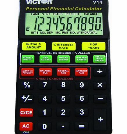 Victor Technology Victor Vctv14 Personal/ Financial Calculator for Dummies - Black