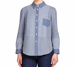 Victoria Beckham Blue multi-pattern cotton Oxford shirt
