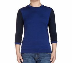 Victoria Beckham Electric blue and navy knitted top