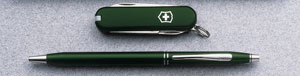 victorinox Penknife - Classic SD and Century Cross Pen Set - Dark Green - CLEARANCE