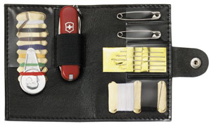 Penknife - Classic with Sewing Kit in Black Leather Case - Ref. 4.361.3