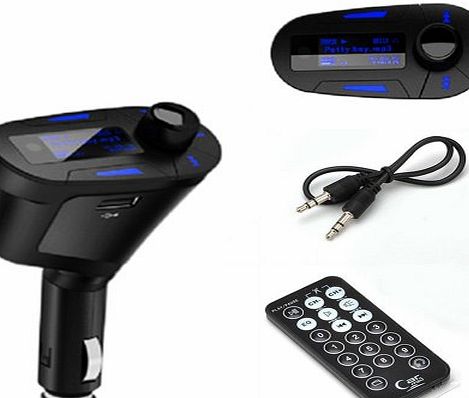 VicTsing Car Kit MP3 Audio Player Wireless FM Transmitter USB SD Card and AUX in with LCD Remote Blue