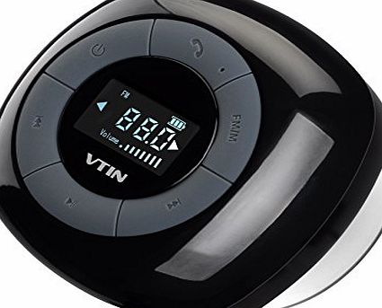 VicTsing VTin Relaxer Water Resistant Bluetooth 4.0 Shower Speaker, FM Radio, LCD Display Design, 8-10 Hours Playing Time, Crisp Sound with Built in Mic, with Suction Cup For Shower/Home/Outoor - Black