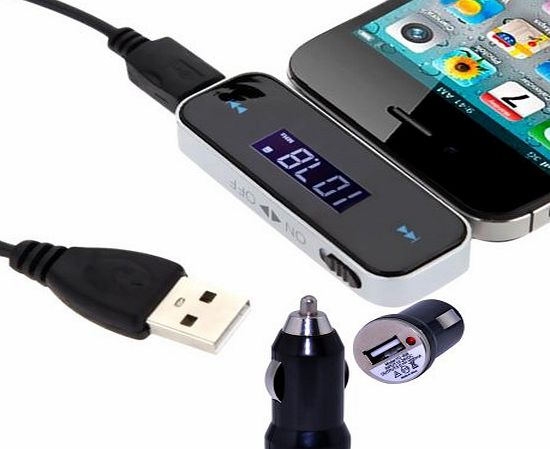 Wireless 3.5mm In-car FM Transmitter Car Audio Radio Adapter for iPhone 6 / 6 Plus 5S 5C 5 5G 4S 4 3GS 3G iPad 2 3 4 5 ipad mini Samsung Galaxsy S4 S3 Note 3 HTC One M7 / Mini with Car Charge