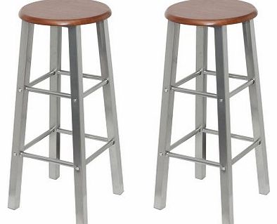 vidaXL Bar stool wood and metal (set of 2)
