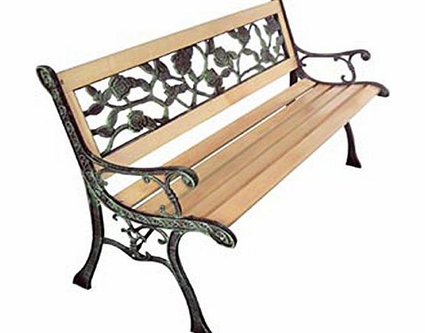 vidaXL Garden Bench with Rose-patterned Backrest
