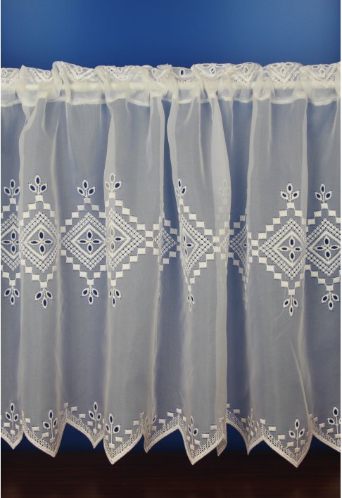 Vienna White Embroidered Voile Cafe Net Curtains