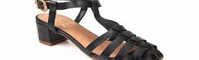 Black leather strappy sandals