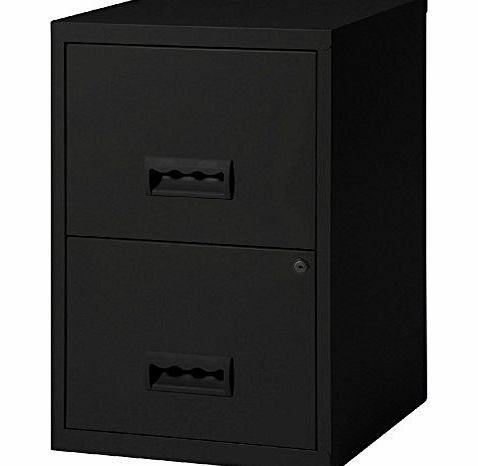 Viking 2 Drawer A4 Metal Steel Lockable Filing Draw Cabinet - Black 650H x 400Wx 400Dmm