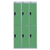 Nest Of Three 2-Door Lockers-Grey With Green Doors